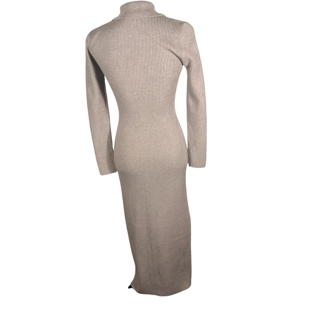 Abercrombie & Fitch Maxi Dress NWT Womens SP Taupe Brown Ribbed Knit Long Sleeve
